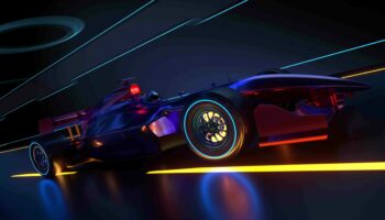 Race Car speeding along a futuristic tunnel. Race car with no brand name is designed and modelled by myself. 3D illustration
